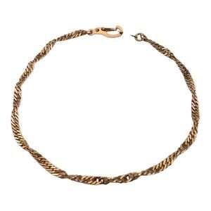 Vintage 1980s Herringbone Twist Bracelet 14K Gold Plate 7.5 Inch - 6X